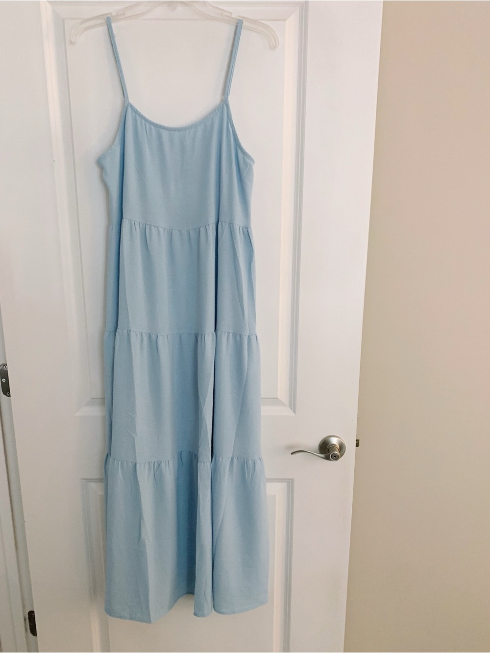 Amazon Light Blue Tiered Maxi Dress with Spaghetti Straps